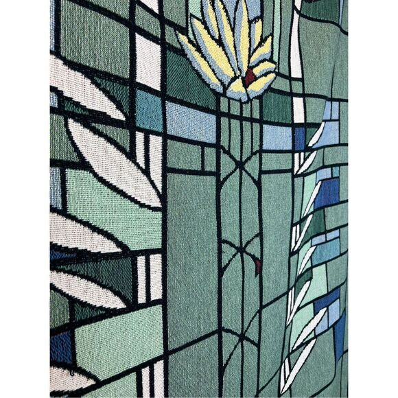 Vintage Stained Glass Architecture Frank Lloyd Wright Waterlilies Tapestry Throw - Picture 6 of 10